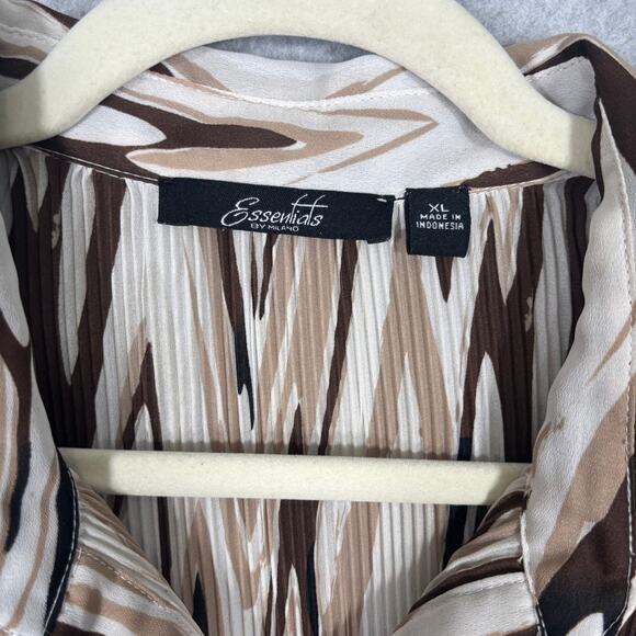 Vintage 90s Crinkle Sheer Blouse XL Ruffle Artsy Abstract Neutrals Siren Loud - Picture 6 of 11